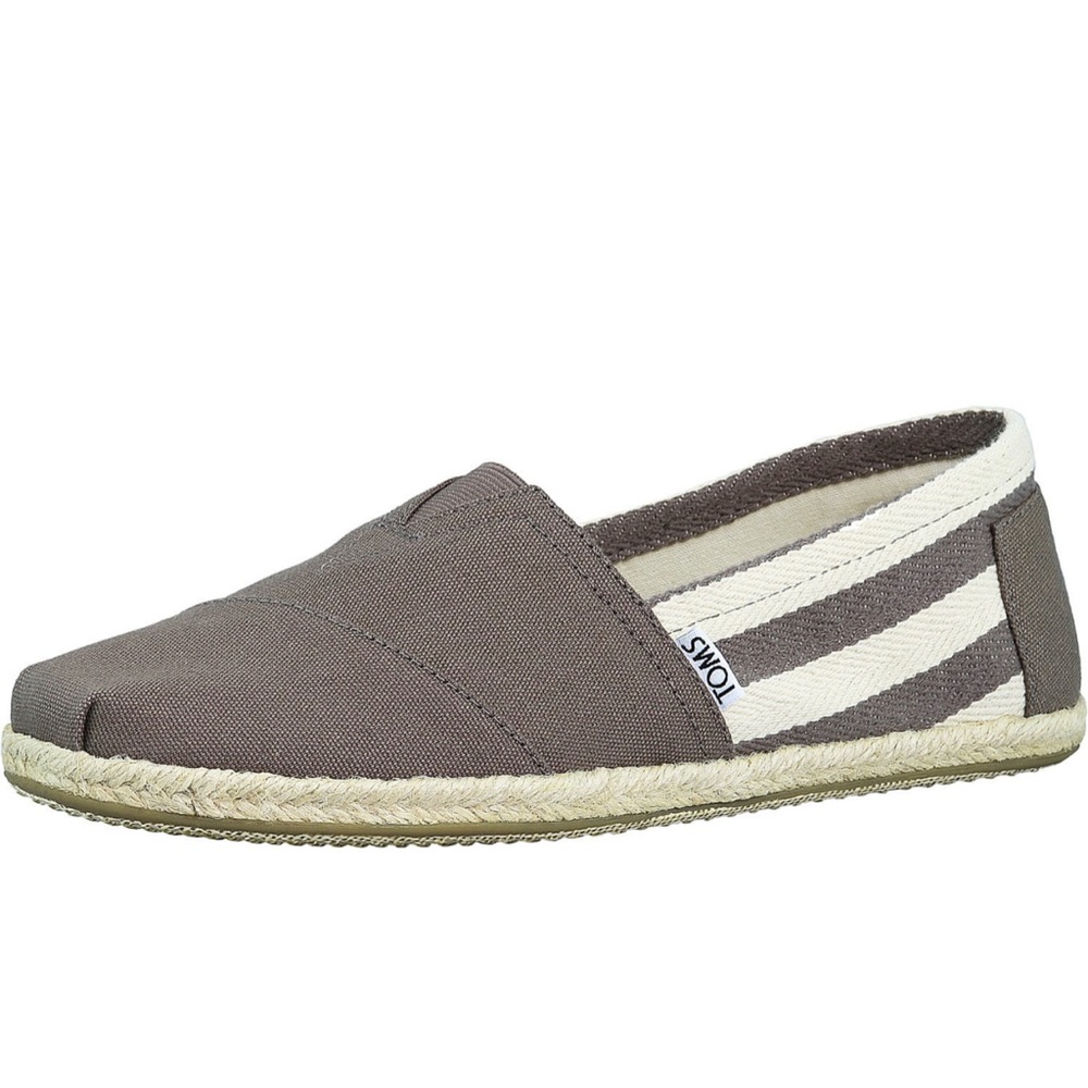 Toms Classic Canvas Dark Grey Stripe Ankle-High Flat Shoe